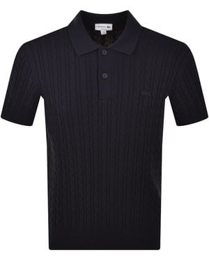Lacoste Cable Knit Polo Jumper - Blue