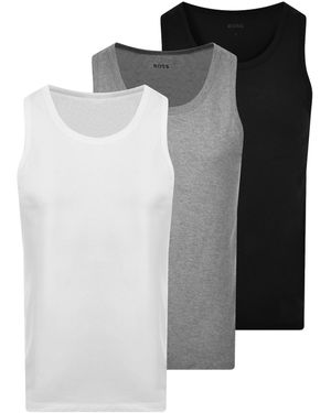 BOSS BUSINESS Boss 3 Pack Vest T Shirts - Black