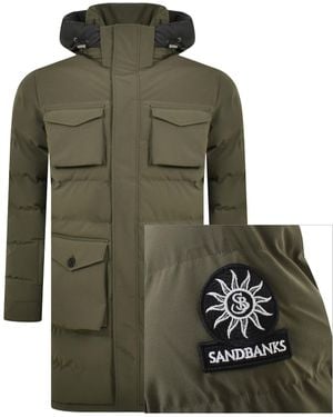 Sandbanks Long Puffer Jacket - Green