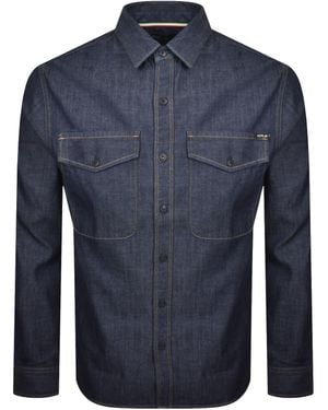 Replay Denim Look Long Sleeved Shirt - Blue