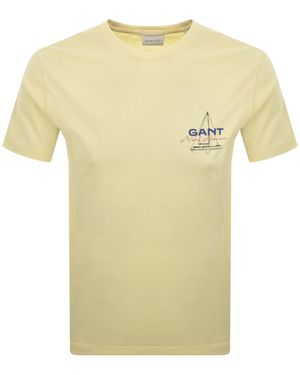 GANT Graphic Short Sleeve T Shirt - Yellow
