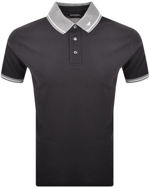 Armani Emporio Short Sleeved Polo T Shirt - Black