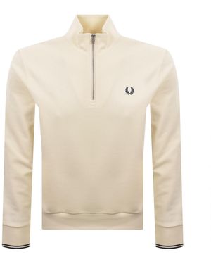 Fred Perry Half Zip Sweatshirt - Natural