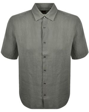 BOSS Boss Rash 2 Short Sleeved Linen Shirt - Grey