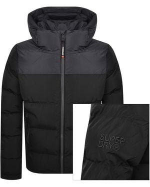 Superdry Color Block Hooded Puffer Jacket - Black
