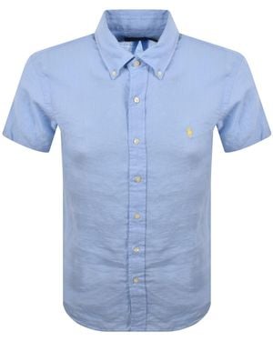 Ralph Lauren Linen Short Sleeve Shirt - Blue