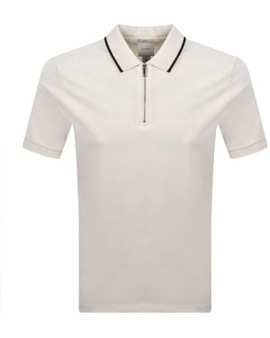 Calvin Klein Zip Pique Polo T Shirt - White