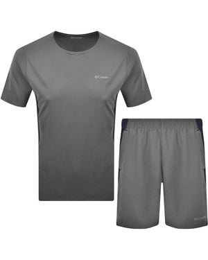 Columbia Three Pitch T Shirt And Short Set - Grey