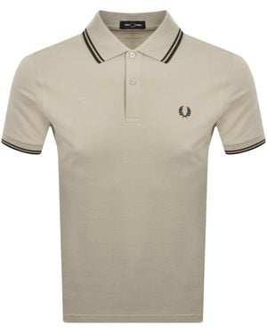 Fred Perry Twin Tipped Polo T Shirt Oatmeal - Natural