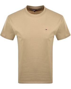 Tommy Hilfiger Flag Logo T Shirt - Natural