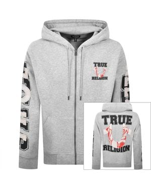 TRUE RELIGION Applique Full Zip Hoodie - Gray