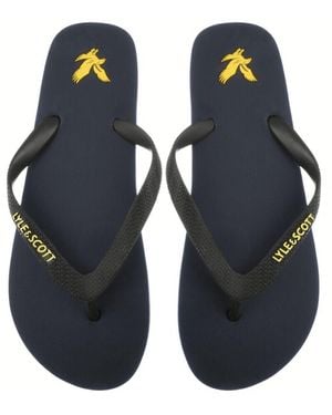 Lyle & Scott Logo Flip Flops - Blue