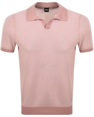 BOSS BUSINESS Boss Knit Polo Jumper - Pink