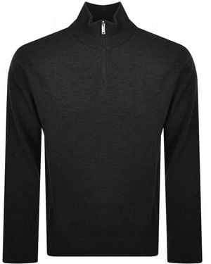 Calvin Klein Merino Wool Zip Neck Sweater - Black