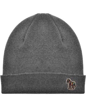 Paul Smith Rib Zebra Wool Beanie Hat - Grey
