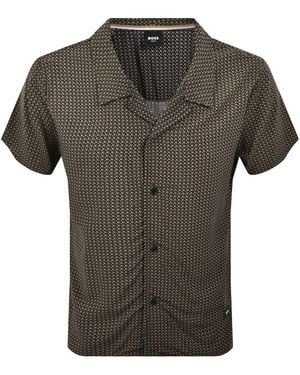 BOSS BUSINESS Boss Short Sleeve Beach Shirt - Green