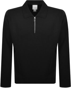 Calvin Klein Quarter Zip Polo T Shirt - Black