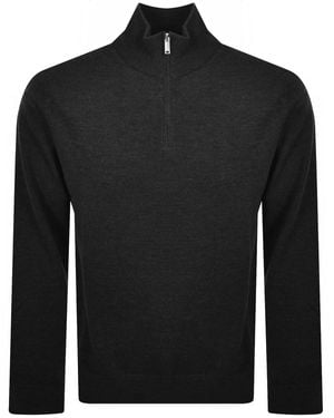 Calvin Klein Merino Wool Zip Neck Sweater - Black