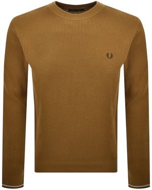 Fred Perry Waffle Stitch Knit Jumper - Brown