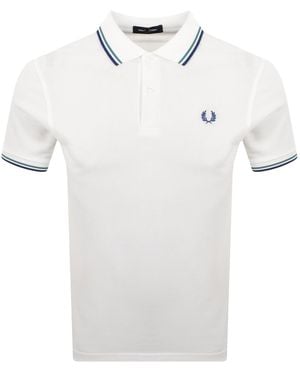 Fred Perry Twin Tipped Polo T Shirt Snow - White