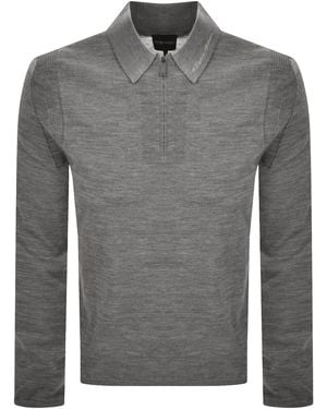 Armani Emporio Knit Polo Sweater - Gray