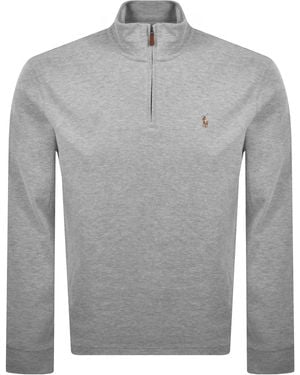 Ralph Lauren Quarter Zip Knit Jumper - Grey