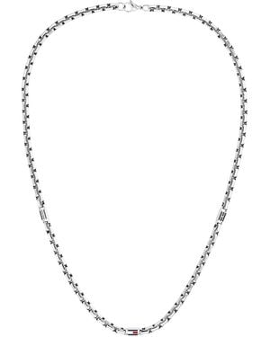 Tommy Hilfiger 3D Flag Logo Necklace - Metallic