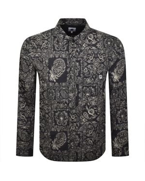 Pretty Green Patchwork Cuban Shirt - Grey