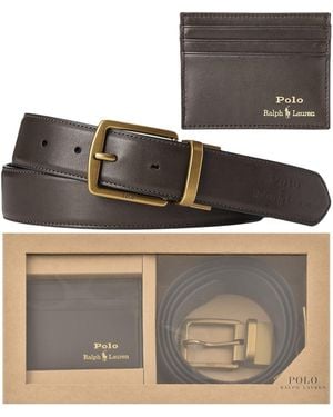 Ralph Lauren Belt And Card Holder Gift Set - Metallic