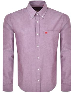 HUGO Long Sleeved Evito Shirt - Purple