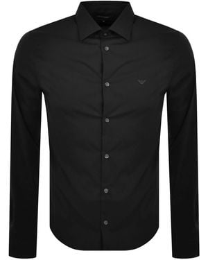 Armani Emporio Logo Long Sleeve Shirt - Black