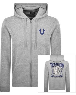 TRUE RELIGION Wreath Buddha Zip Hoodie - Grey