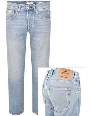 Replay Grover Straight Fit Light Wash Jeans - Blue