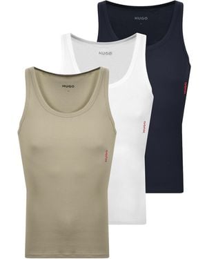 HUGO 3 Pack Ribbed Vests - Multicolour