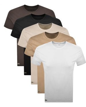 Lacoste Slim Fit 5 Pack T Shirts - White