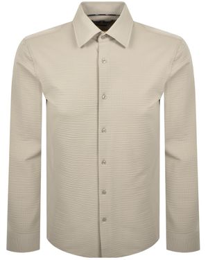 BOSS BUSINESS Boss Hank Seersucker Shirt Dark - Natural