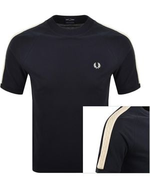 Fred Perry Pique Cable Taped T Shirt - Blue