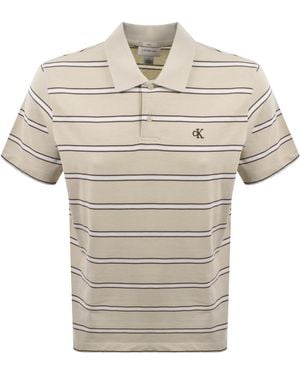 Calvin Klein Jeans 16S Jersey Stripe Polo - Natural