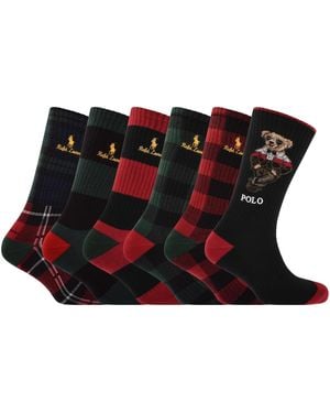 Ralph Lauren 6 Pack Crew Socks - Black