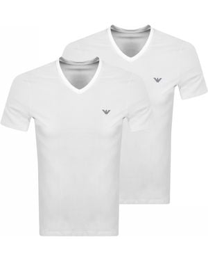 Armani Emporio 2 Pack Logo T Shirts - White