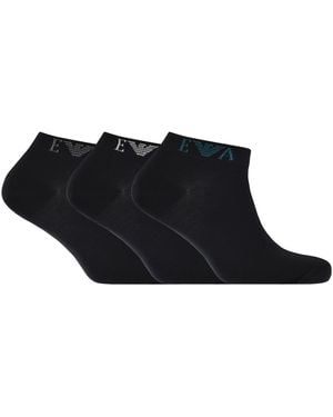 Armani Emporio 3 Pack Trainer Socks - Black