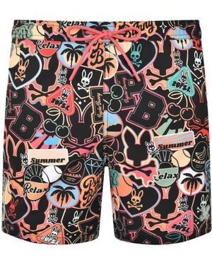 Psycho Bunny Marco Print Swim Shorts - Black