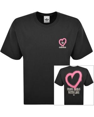 adidas Originals Vday Heart Graphic T Shirt - Black