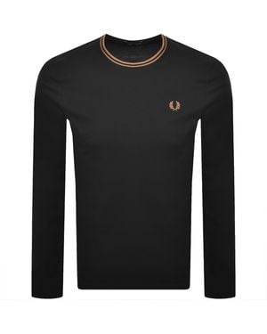 Fred Perry Twin Tipped Long Sleeved T Shirt - Black