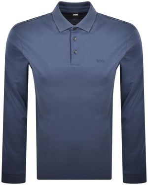 BOSS BUSINESS Boss Pado 30 Long Sleeved Polo T Shirt - Blue
