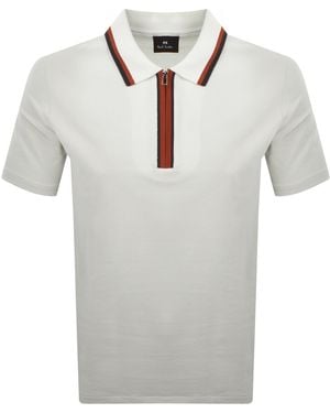 Paul Smith Tipped Polo T Shirt Off - Gray