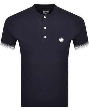 Pretty Green Gradient Grandad Polo T Shirt - Blue