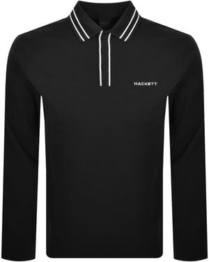 Hackett Jacquard Tipped Polo T Shirt - Black