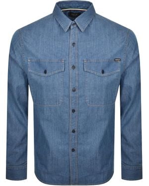 Replay Denim Look Long Sleeved Shirt - Blue