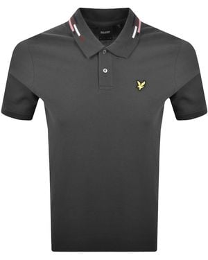 Lyle & Scott Striped Tipped Polo T Shirt - Gray